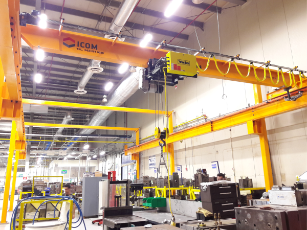 Grua viajera monorriel con polipasto electrico de cable marca yale_